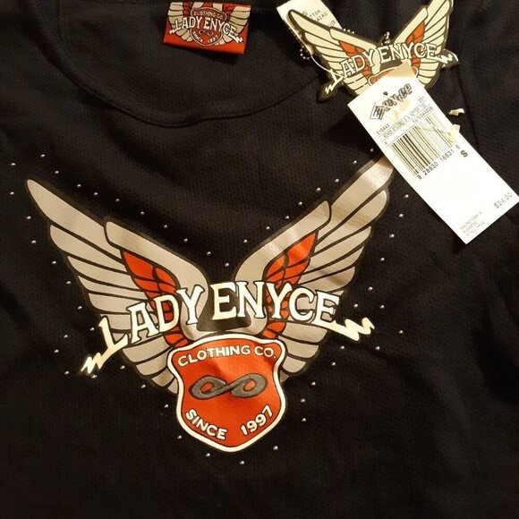 Lady Enyce Girls Black Short Sleeve Graphic Top Size Small Cotton Blend Blouse - Picture 4 of 5